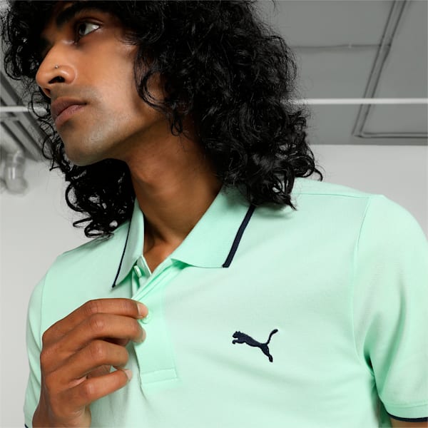 Collar Tipping Heather Men's Slim Fit Polo, Fresh Mint, extralarge-IND