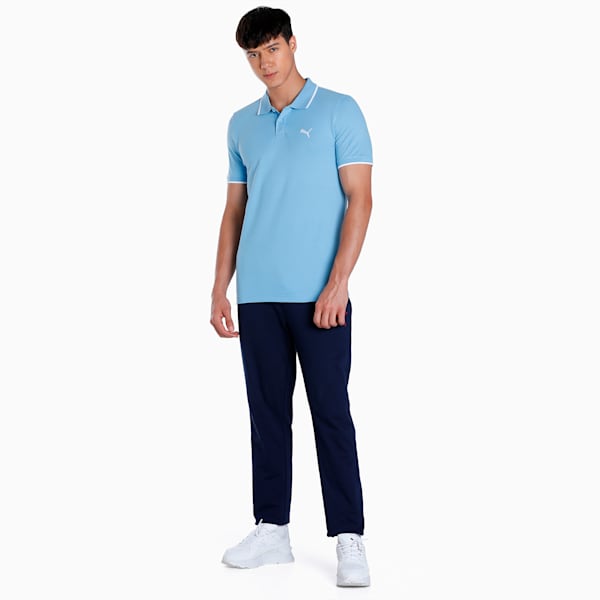 Collar Tipping Heather Slim Fit Men's Polo, Day Dream