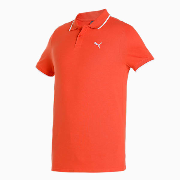 Collar Tipping Heather Men's Slim Fit Polo, Chili Powder, extralarge-IND