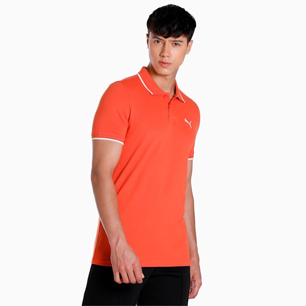 Collar Tipping Heather Slim Fit Men's Polo, Chili Powder