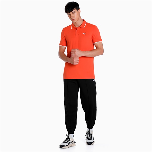 Collar Tipping Heather Men's Slim Fit Polo, Chili Powder, extralarge-IND