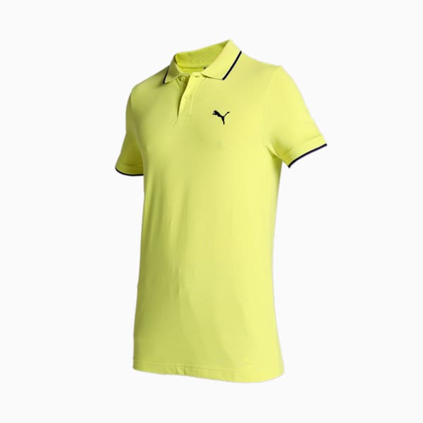 Collar Tipping Heather Slim Fit Men's Polo, Olive Oil