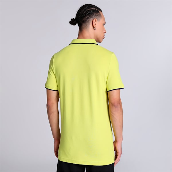 Collar Tipping Heather Slim Fit Men's Polo, Olive Oil
