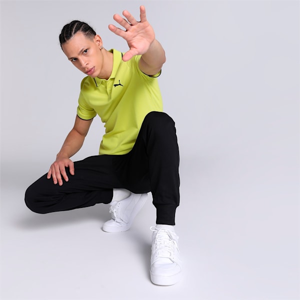 Collar Tipping Heather Slim Fit Men's Polo, Olive Oil