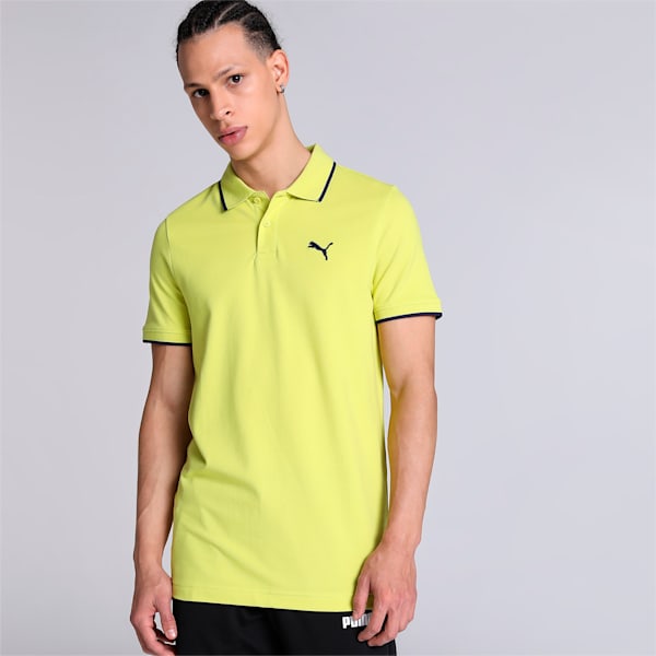 Collar Tipping Heather Men's Slim Fit Polo, Olive Oil, extralarge-IND