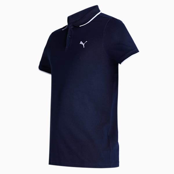 Collar Tipping Heather Men's Slim Fit Polo, PUMA Navy-PUMA White, extralarge-IND