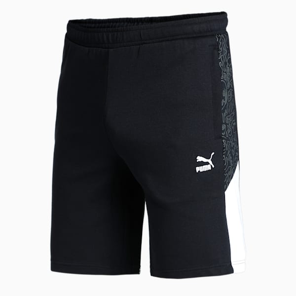 PUMA Panelled Slim Fit Men's Sweat Shorts, Puma Black, extralarge-IND
