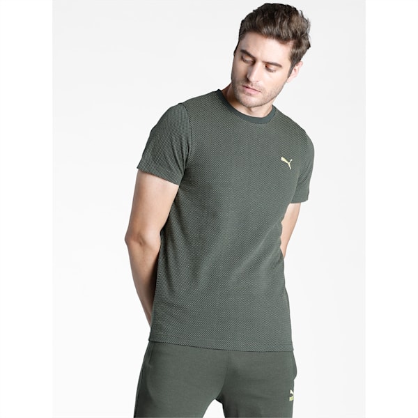 Jacquard Men's Slim T-Shirt, Forest Night-Celandine