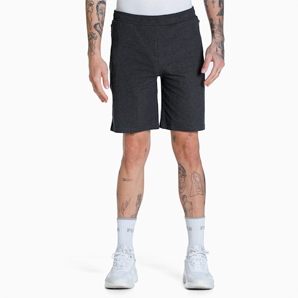 Zippered Jersey Men's Regular Fit Shorts, Dark Gray Heather, extralarge-IND