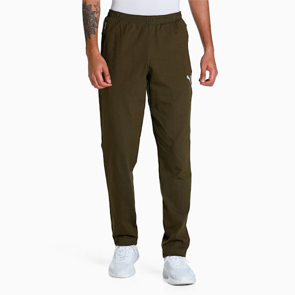 Zippered Jersey Men's Regular Fit Sweatpants, Deep Olive, extralarge-IND