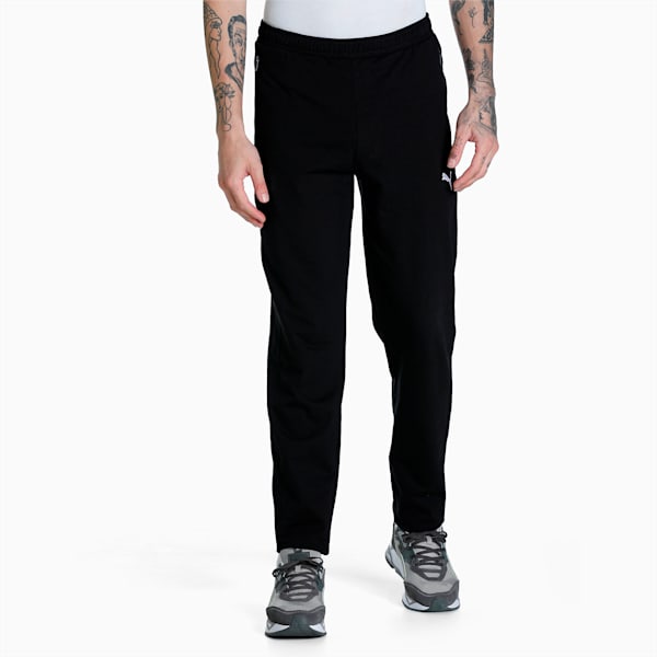 Zippered Jersey Men's Regular Fit Sweatpants, Puma Black, extralarge-IND