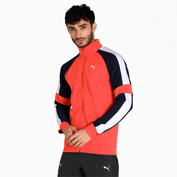 One8 Virat Kohli Men's Full Zip Slim Fit Jacket, Hot Coral, extralarge-IND