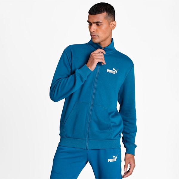 Essential Men's Long Sleeves Track Jacket, Digi-blue, extralarge-IND