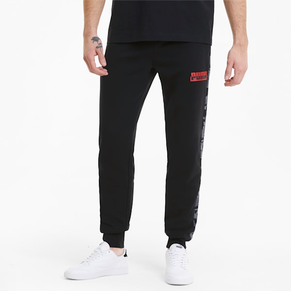 Core Camo Men's AOP Sweatpants, Cotton Black-AOP, extralarge