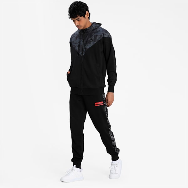 Core Camo All Over Print Men's Regular Fit Sweatpants, Cotton Black-AOP, extralarge-IND