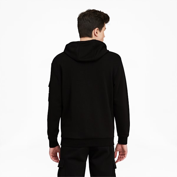 Rebel Men's Pocket Hoodie, Cotton Black, extralarge
