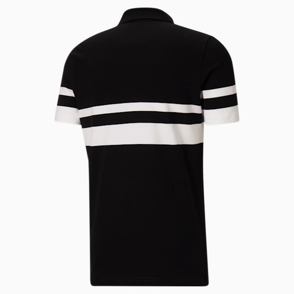 Essentials Men's Striped Cat Polo, Cotton Black-Puma White, extralarge