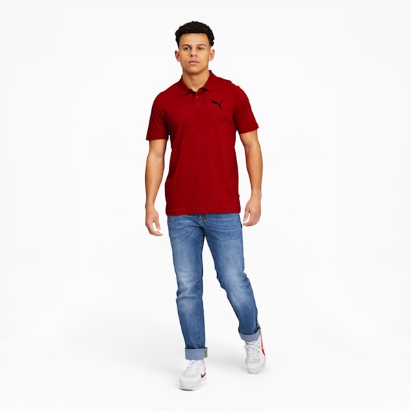 Essentials Men's Heather Polo, High Risk Red Heather, extralarge