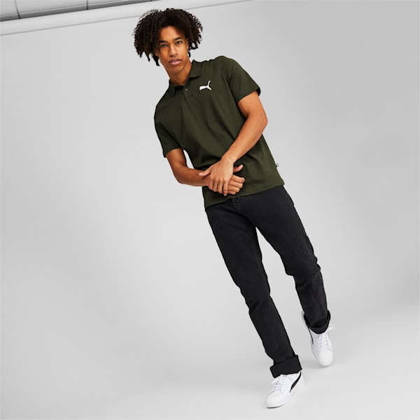 Camiseta tipo polo Essentials Heather para hombre, Forest Night Heather