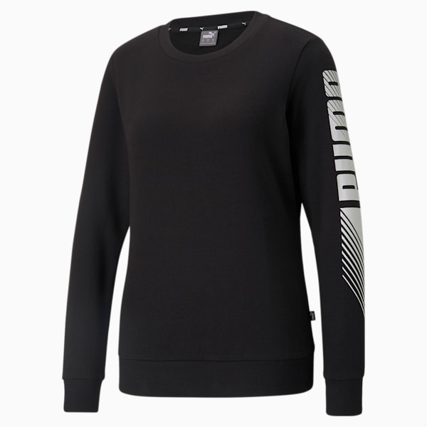 Essential Graphic Regular Fit Elongated Sweat Shirt, Puma Black, extralarge-IND