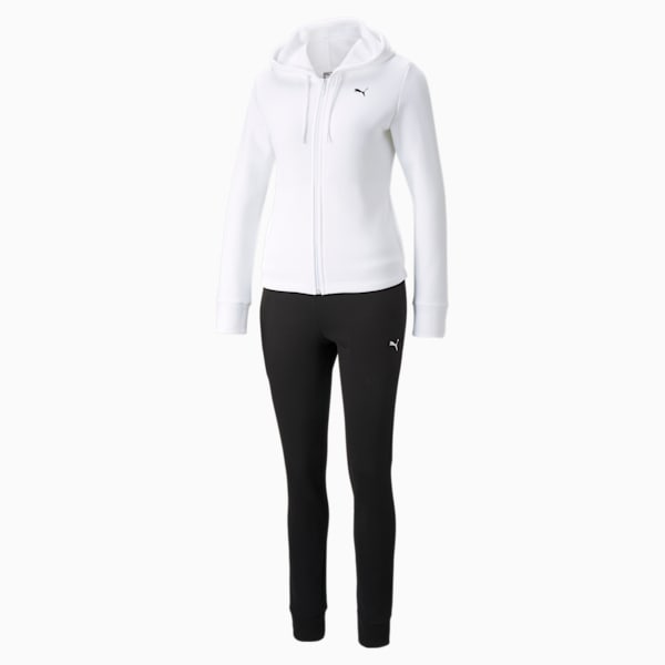 Classic Regular Fit Hooded Women's Track Suit, Puma White, extralarge-IND