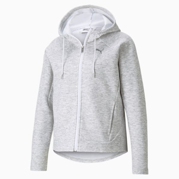 Evostripe Full-Zip Regular Fit Women's Hoodie, Puma White, extralarge-IND