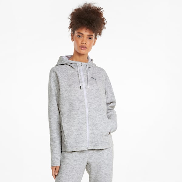 Evostripe Full-Zip Regular Fit Women's Hoodie, Puma White, extralarge-IND