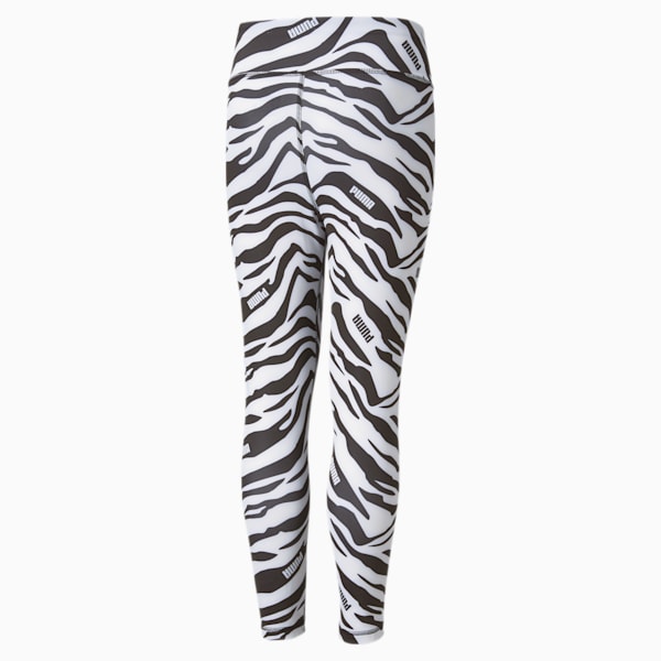 Modern Sports Printed 7/8 Girls' Tights, Puma White, extralarge