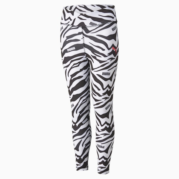 Modern Sports Printed 7/8 Girls' Tights, Puma White, extralarge