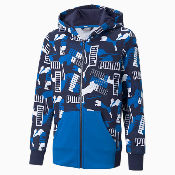 Alpha AOP Full-Zip Boy's Regular Fit Sweat Shirt, Peacoat, extralarge-IND