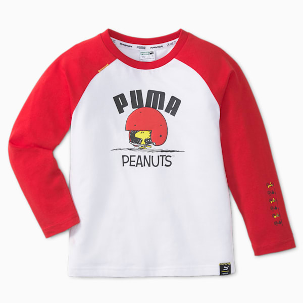 PUMA x PEANUTS Long Sleeve Graphic Kids' Tee, Urban Red, extralarge