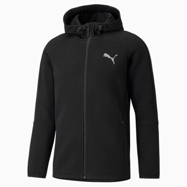 EVOSTRIPE Full-Zip Men's Slim Fit Polo Hoodie, Puma Black, extralarge-IND