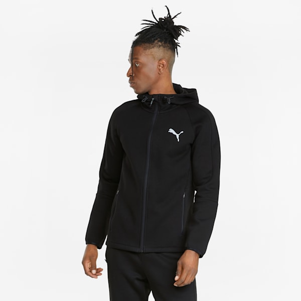 EVOSTRIPE Full-Zip Men's Slim Fit Polo Hoodie, Puma Black, extralarge-IND