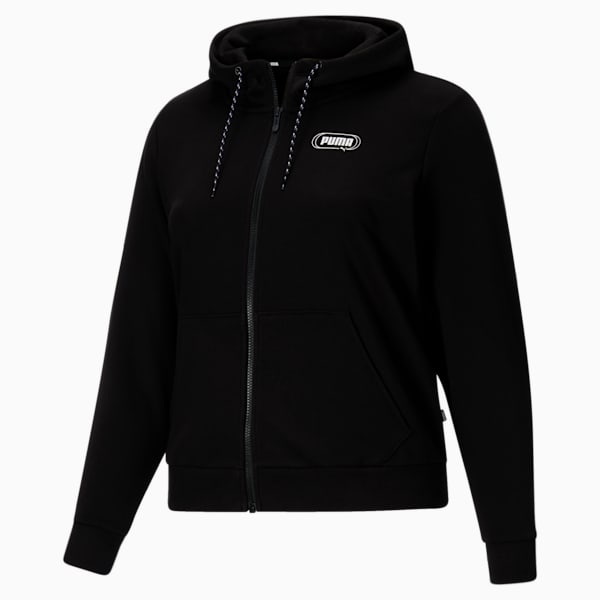 Rebel Women's Full Zip Hoodie PL, Puma Black, extralarge