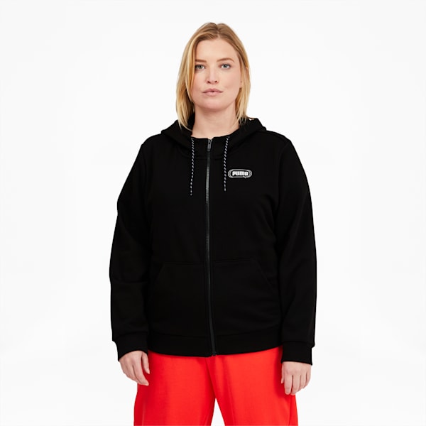 Rebel Women's Full Zip Hoodie PL, Puma Black, extralarge