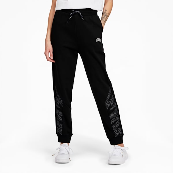 Rebel Women's High Waist Sweatpants, Puma Black-Untamted, extralarge