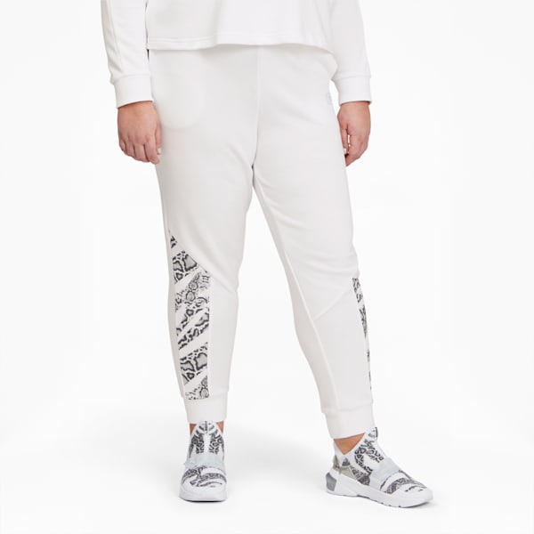 Rebel Women's High Waist Sweatpants PL, Puma White-Untamed, extralarge