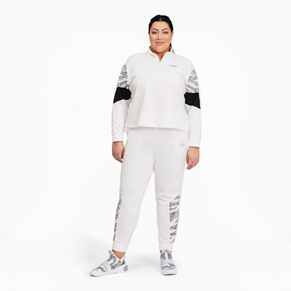 Rebel Women's High Waist Sweatpants PL, Puma White-Untamed, extralarge