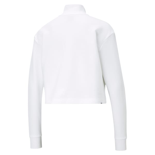 Rebel Women's Half Zip Crewneck Sweatshirt, Puma White-Untamed, extralarge