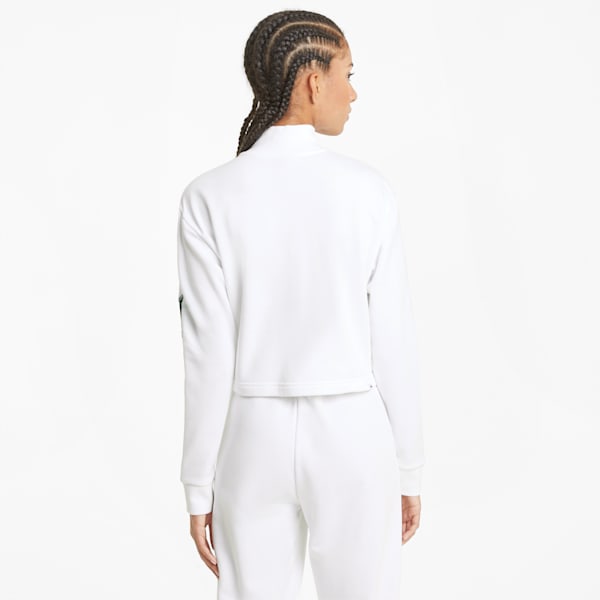 Rebel Women's Half Zip Crewneck Sweatshirt, Puma White-Untamed, extralarge