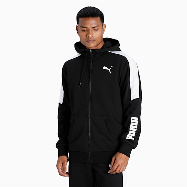 Modern Sports Full-Zip Men's Regular Fit Hoodie, Puma Black, extralarge-IND
