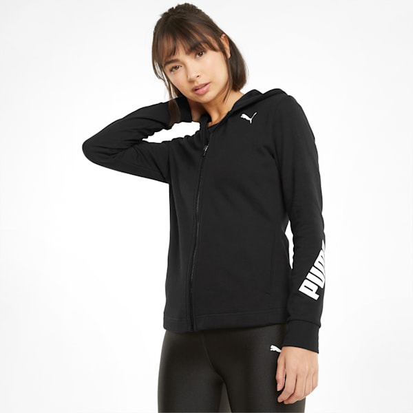 Modern Sports Full-Zip Women's Hoodie, Puma Black, extralarge