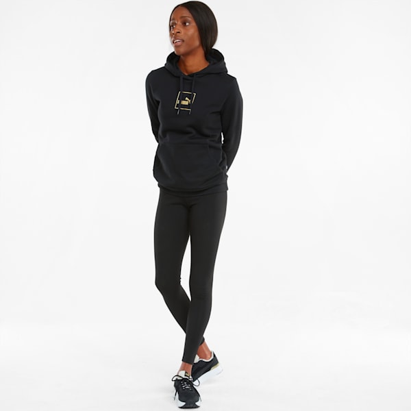Holiday Women's Hoodie, Puma Black-Gold, extralarge-IND