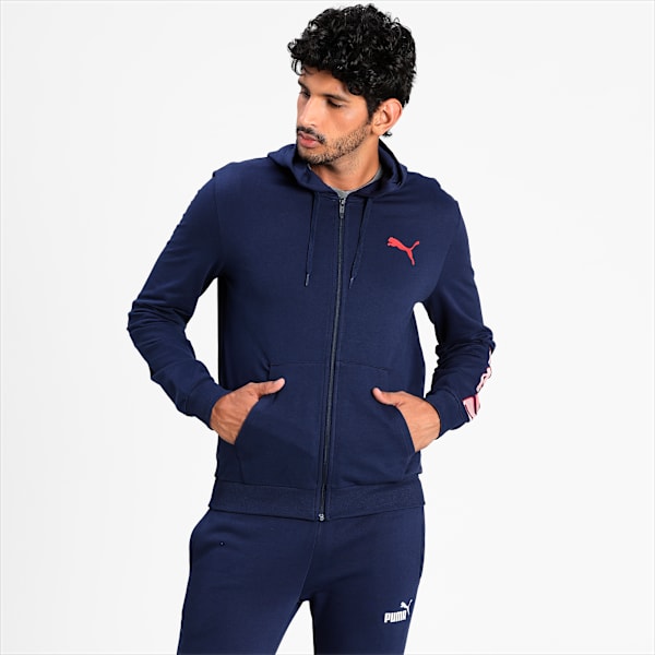 Zippered Men's Hoodie, Peacoat, extralarge-IND