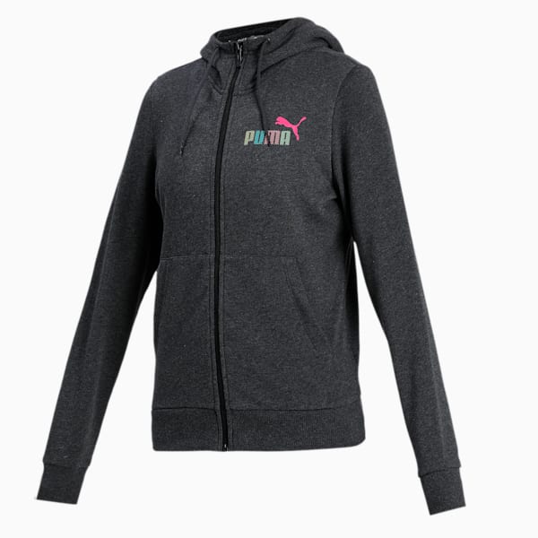 PUMA Women's Hooded Sweat Jacket, Dark Gray Heather, extralarge-IND