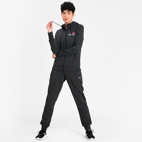 PUMA Women's Hooded Sweat Jacket, Dark Gray Heather, extralarge-IND