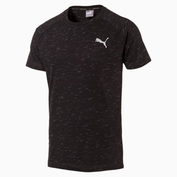 Active Men's Evostripe SpaceKnit T-Shirt, Cotton Black Heather, extralarge-IND