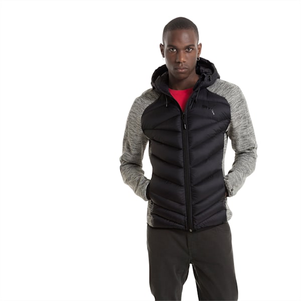 Double Knit Hybrid 600 Down Men's Jacket, Medium Gray Heather-Puma Black, extralarge-IND