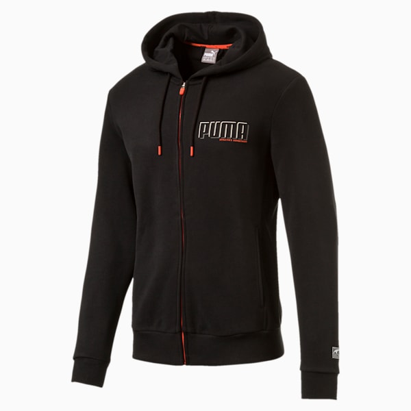 Men's Athletics Fleece Full Zip Hoodie, Cotton Black, extralarge-IND