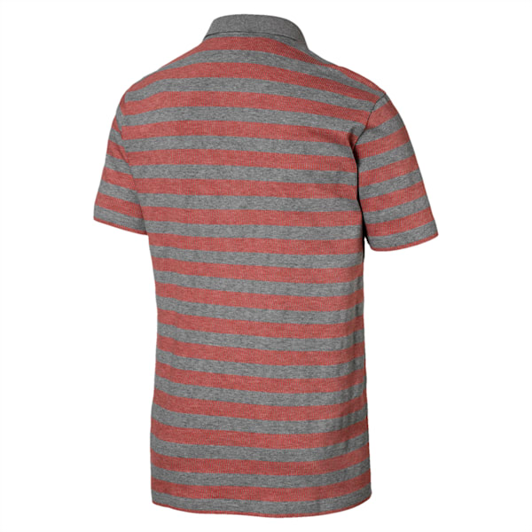 Men's Sports Stripe Piqué Polo, Medium Gray Heather-CherryT, extralarge-IND